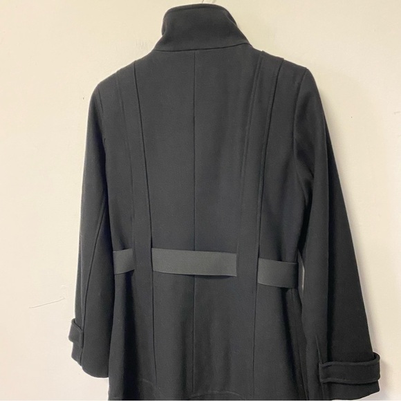 Calvin Klein Black Wool Coat Tailored Midi Trench Old Money Womens 10 Medium - Picture 11 of 14